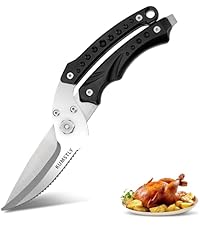 Kitchen Scissors All Purpose Kitchen Shears Heavy Duty for Cutting Chicken, Turkey, Meat, Bones, Vegetables Stainless Steel Spatchcock Shears Multipurpose Food Scissors (Black)