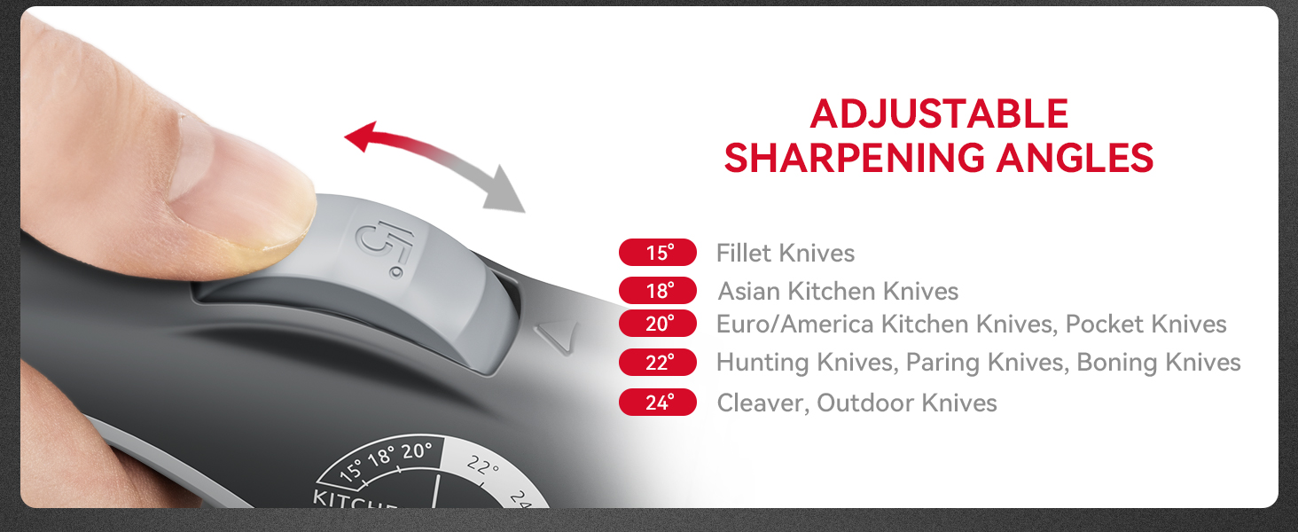 Kitchen Knife Sharpener, 5 Adjustable Sharpening Angle - Handheld Pocket Knife Sharpener, Ergonomic Design, with Coarse & Fine for Scissors, Professional Chef's Knives (BLACK)