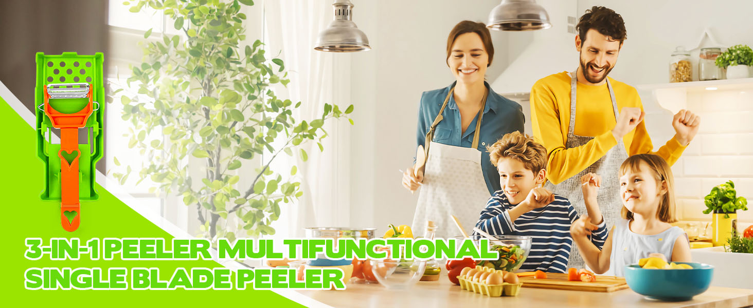 Multifunctional Kitchenware Set, 3-in-1 Peeler Multifunctional Single Blade Peeler, Lemon Squeezer Potato Peeler, Multi Cutter and Julienne Set with Grating Plate Great for Fruit and Vegetable