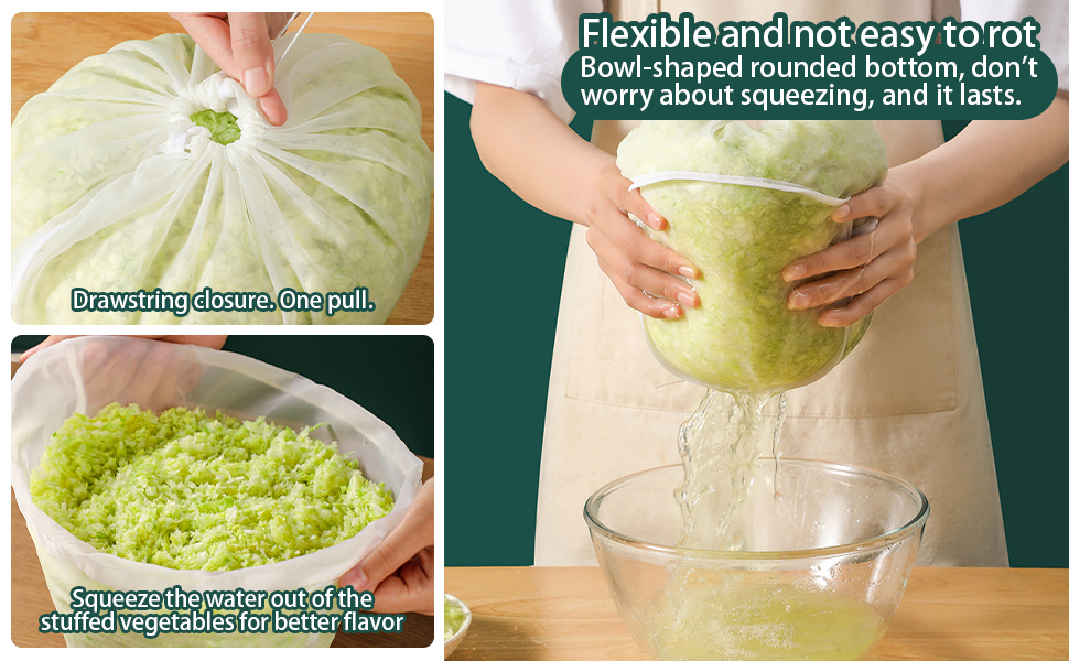 3PCS Organic Cotton Cheesecloth Bags - Reusable Straining Bags for Nut Milk, Soy Milk, Dumpling Fillings, and More