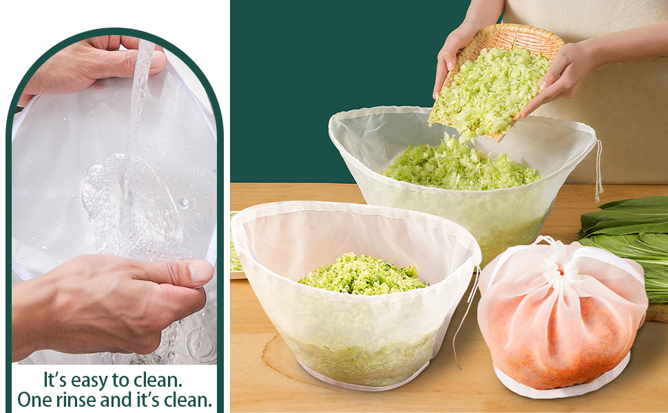 3PCS Organic Cotton Cheesecloth Bags - Reusable Straining Bags for Nut Milk, Soy Milk, Dumpling Fillings, and More
