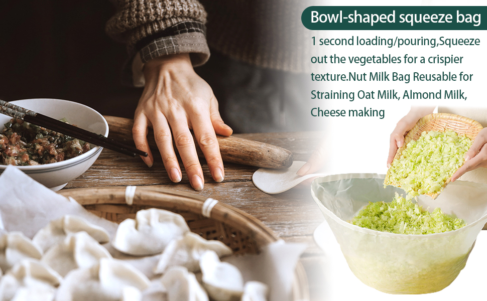 3PCS Organic Cotton Cheesecloth Bags - Reusable Straining Bags for Nut Milk, Soy Milk, Dumpling Fillings, and More