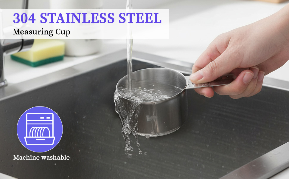 3 Pack 1 Cup Stainless Steel Measuring Cup Metal Measuring Cups with Handle Kitchen Cooking Gadgets Rice Measuring Cup for Wet and Dry Ingredients (240 ml | 240 cc | 8 oz)