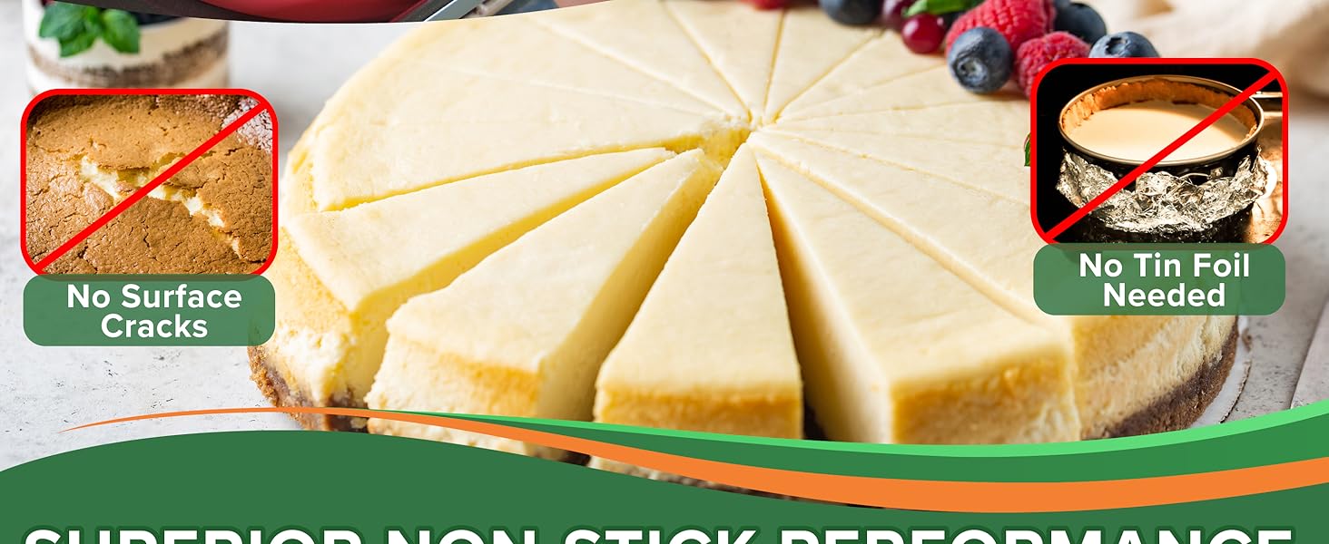9 Inch Springform Pan for Cheesecake, with LEAKPROOF Silicone Sleeve & 2 REUSABLE Liners for WATER BATH Baking - No Foil Wrap & Parchment Needed, NON-TOXIC Stainless Steel Cheese Cake Pans for Baking