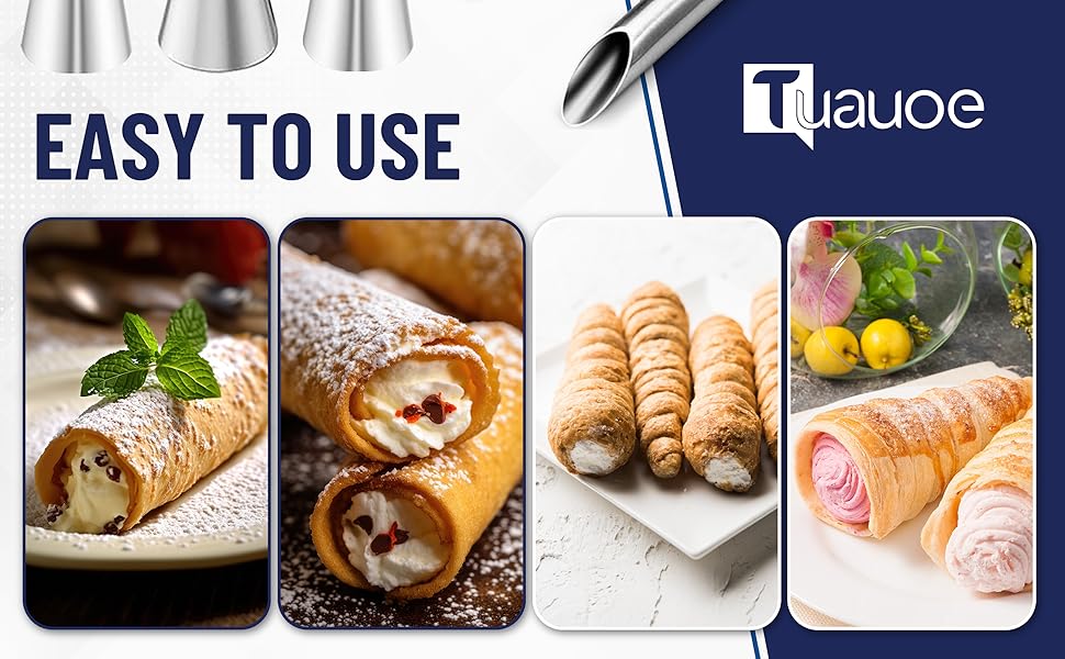 Cream Horn Molds for Baking, 35pcs Cannoli Tubes Molds, Non-stick Stainless Steel 16pcs Cone Shaped and 12pcs Tubular Shaped Cannoli Forms for Danish Pastry Lady Lock Form Cream Roll Croissant