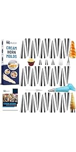 Cream Horn Molds for Baking, 35pcs Cannoli Tubes Molds, Non-stick Stainless Steel 16pcs Cone Shaped and 12pcs Tubular Shaped Cannoli Forms for Danish Pastry Lady Lock Form Cream Roll Croissant