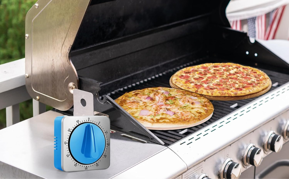 Kitchen Timers for Cooking, Chef Cooking Timer Clock with Loud Alarm,100% Mechanical Desk Timer - No Batteries Required -Magnetic Back, Exquisite Stainless Steel Body -Countdown Reminder Magnetic-Blue