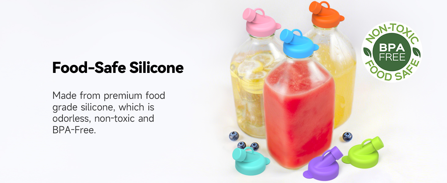 SOPHICO Silicone Milk Bottle Dispenser Caps, 48mm Diameter Pour Spout Lids, Replacement Lids Fit Stanpac & Libbey & Stock Your Home & The Dairy Shoppe, Leak Proof, Odorless (6 Pack, jug not included)