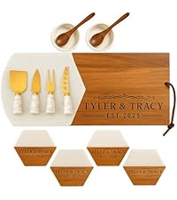 Personalized Acacia Wood Charcuterie Board Set with Stainless Steel Knives – Custom Cheese Board for Wedding, Anniversary, Retirement, New Mom Gift for Her, Housewarming, Bridal Shower, Women Gifts