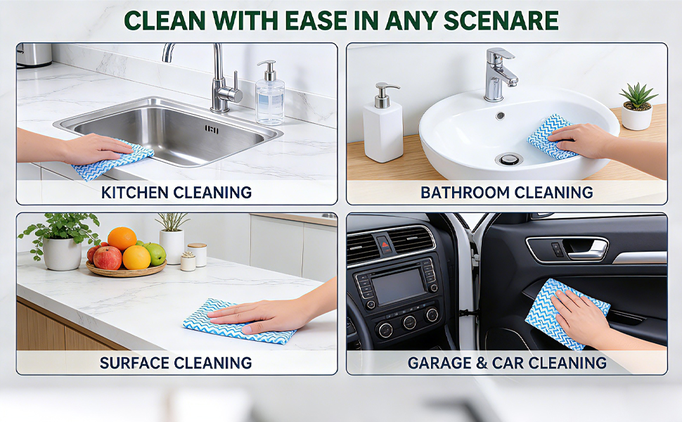 Disposable Dish Cloths Disposable Cleaning Towels 50 Pack Heavy Duty Reusable Disposable Kitchen Cleaning Cloths for Kitchen, Bathroom, Household Cleaning