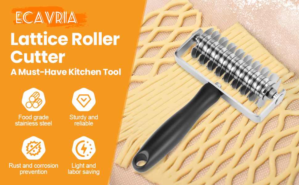 Pastry Lattice Roller Cutter, Premium Stainless Steel Lattice Dough Cutter, Professional Pastry Cutting Tool for Beef Wellington Pie Bread Cookie Pizza