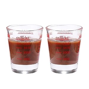 Shot Glass Measuring Cup, 2PCS Measuring Shot Glasses, Thick Base Liquid Measuring Cup for Espresso Shot Glass and Measuring Glasses, Four Different Units of Measure(1 OZ, 2 TBS, 6 TSP, 30 ML)