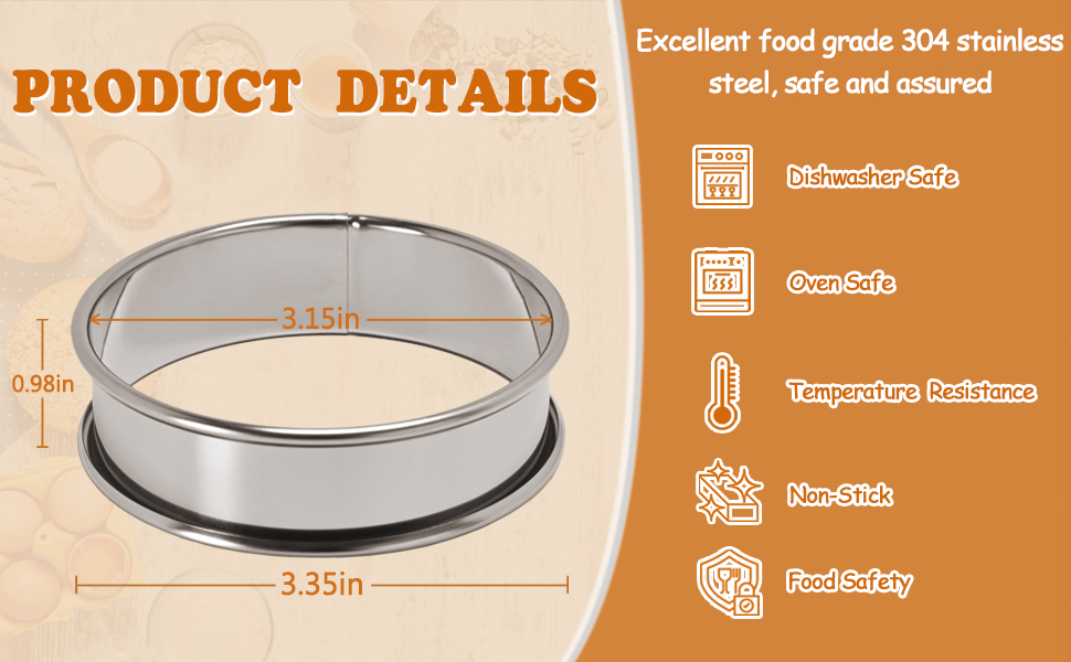 Crumpet Rings 6Pcs, 3.15