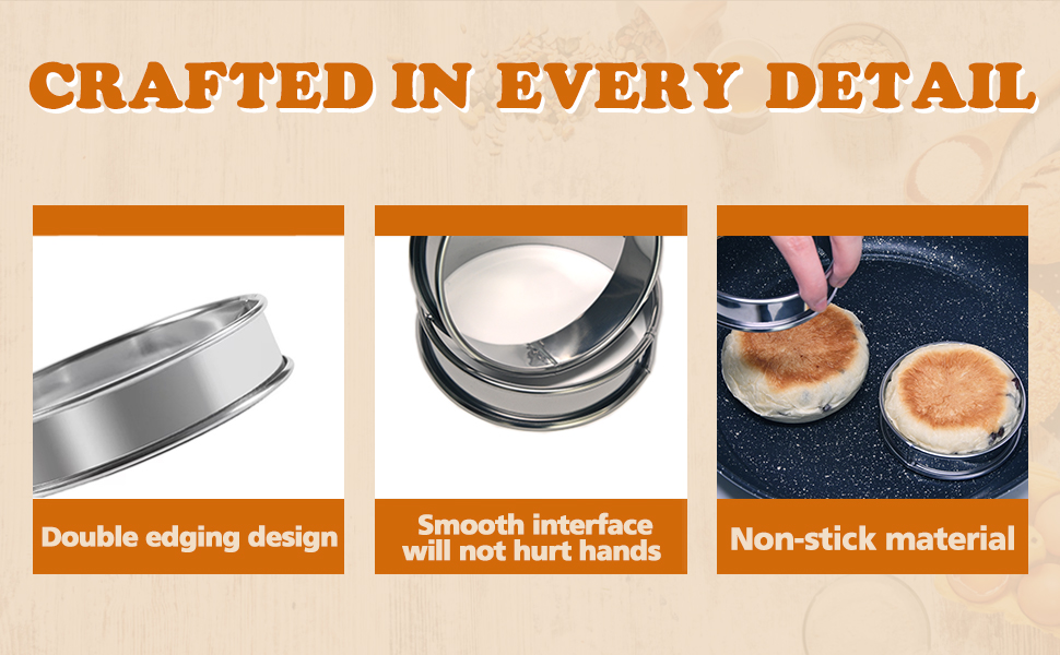 Crumpet Rings 6Pcs, 3.15