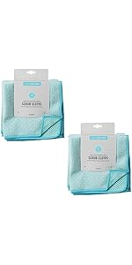 Martha Stewart Swedish Kitchen Absorbent Sponge Dish Cloths, Teal Stripes, 8 Count