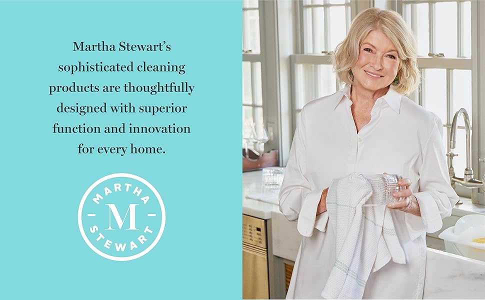 Martha Stewart Swedish Kitchen Absorbent Sponge Dish Cloths, Teal Stripes, 8 Count