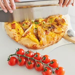 Pizza Oven Accessories 4 PCS, Pizza Kit, Aluminum Pizza Paddle with Foldable Wood Handle, Pizza Cutter, Rocker Blade, Cutter Wheel, Pizza Server, Pizza Peel Set, Pizza Tools