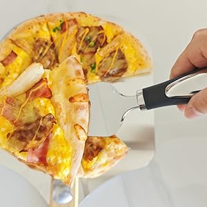 Pizza Oven Accessories 4 PCS, Pizza Kit, Aluminum Pizza Paddle with Foldable Wood Handle, Pizza Cutter, Rocker Blade, Cutter Wheel, Pizza Server, Pizza Peel Set, Pizza Tools