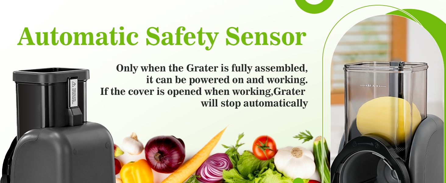 Electric Cheese Grater Rotary Slicer-One-Touch Control Vegetable Slicer, Nuts Grinder Cheese Shredder for Home Kitchen Use, 6 Replaceable Stainless Steel Blades(Black)