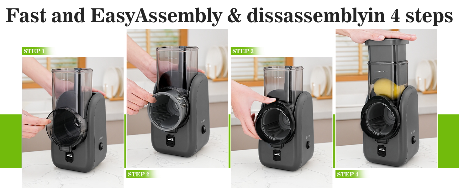 Electric Cheese Grater Rotary Slicer-One-Touch Control Vegetable Slicer, Nuts Grinder Cheese Shredder for Home Kitchen Use, 6 Replaceable Stainless Steel Blades(Black)