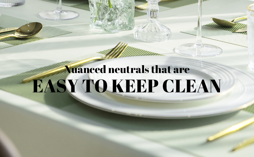 Placemats Set of 4 Vinyl/Plastic Woven Place Mats for Kitchen Table Indoor/Outdoor Washable Placemat Wipeable Dining Table Mats (Green Cube,4)