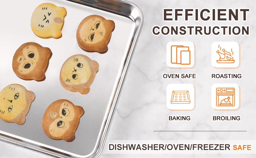 Baking Sheet Set of 3, Commercial Grade Stainless Steel Cookie Sheets for Baking, 12/16/17.5 Inch, Thicker and Firmer Baking Pans Set, Rust & Warp Resistant & Nonstick, Nontoxic&Heavy Duty&Easy Clean