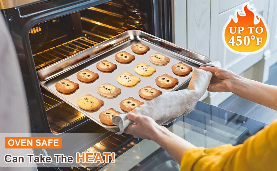 Baking Sheet Set of 3, Commercial Grade Stainless Steel Cookie Sheets for Baking, 12/16/17.5 Inch, Thicker and Firmer Baking Pans Set, Rust & Warp Resistant & Nonstick, Nontoxic&Heavy Duty&Easy Clean