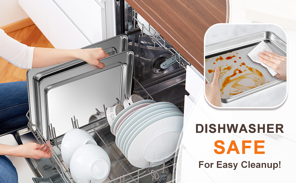 Baking Sheet Set of 3, Commercial Grade Stainless Steel Cookie Sheets for Baking, 12/16/17.5 Inch, Thicker and Firmer Baking Pans Set, Rust & Warp Resistant & Nonstick, Nontoxic&Heavy Duty&Easy Clean