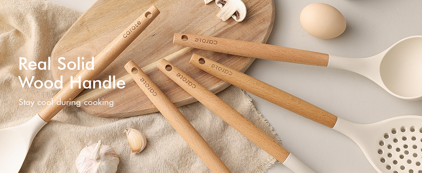 CAROTE 22pcs Silicone Cooking Utensils Set, 446°F Heat Resistant Kitchen Utensils Gadgets Set, Spatula, Turner, Whisk, Tongs