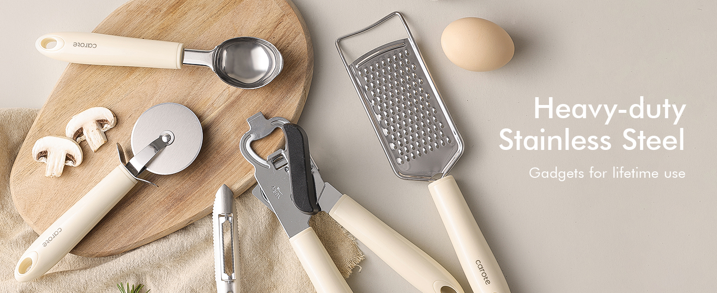 CAROTE 22pcs Silicone Cooking Utensils Set, 446°F Heat Resistant Kitchen Utensils Gadgets Set, Spatula, Turner, Whisk, Tongs