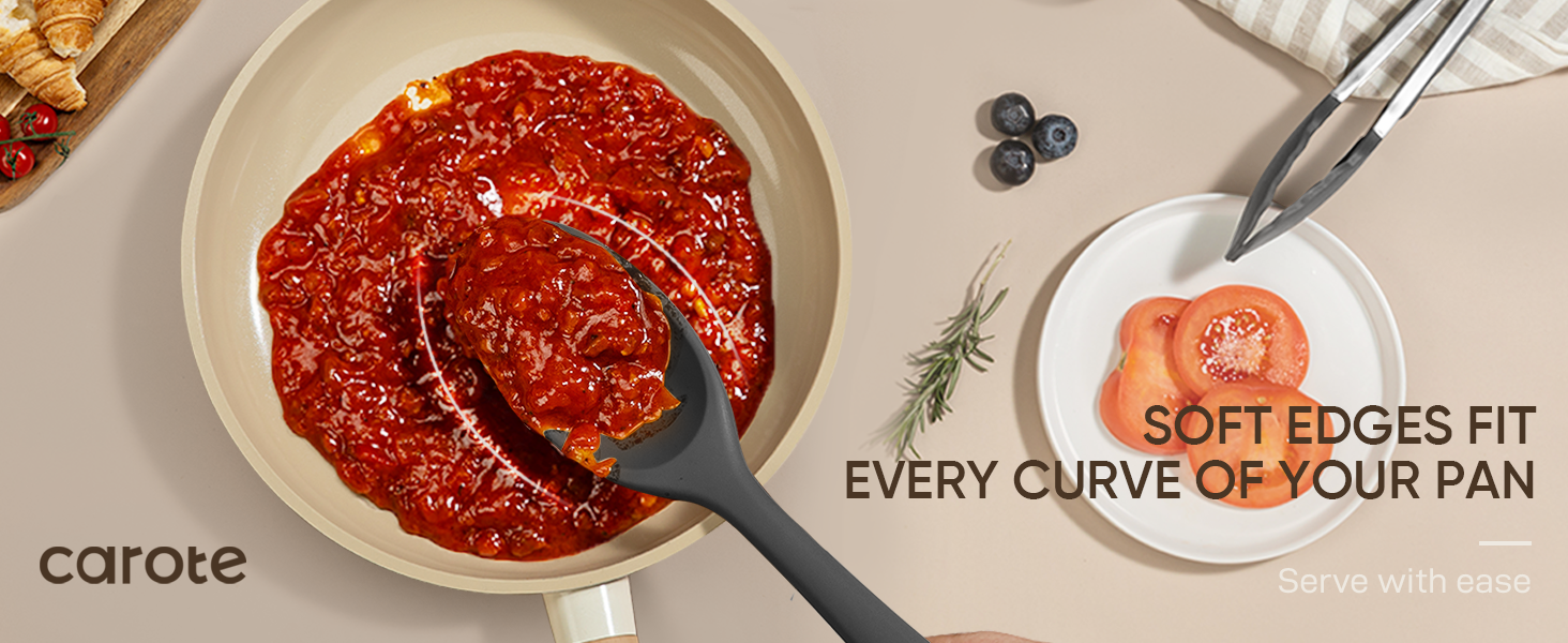 CAROTE Kitchen Utensil Set for Nonstick Cookware - 446°F Heat Resistant Silicone Cooking Utensils Set 10pcs, Dark Grey, Oderless Spatula, Turner