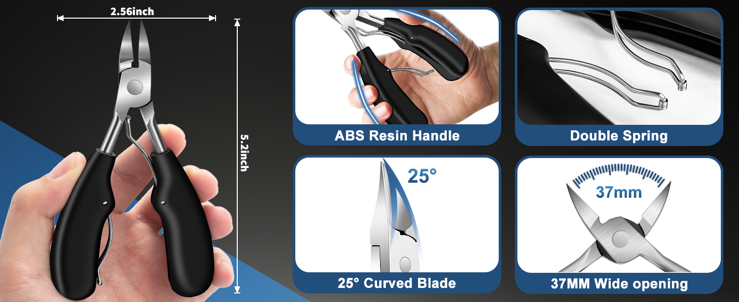 Toenail Clippers for Seniors Thick Toenails, 2026 Large Toe Nail Clippers for Men Thick Nails with Wide Opening, Sharp Heavy Duty Ingrown Toenail Clippers Nail Cutter Long Handle with Slanted Blade