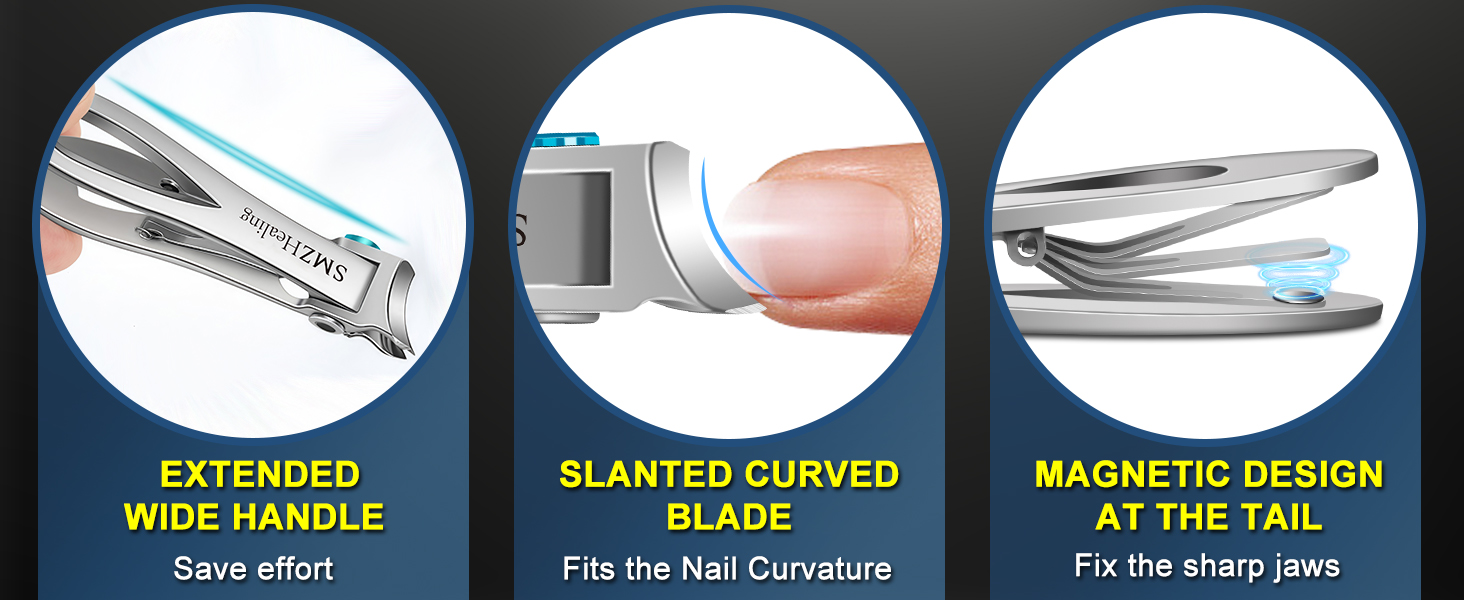 Toenail Clippers for Seniors Thick Toenails, 2026 Large Toe Nail Clippers for Men Thick Nails with Wide Opening, Sharp Heavy Duty Ingrown Toenail Clippers Nail Cutter Long Handle with Slanted Blade