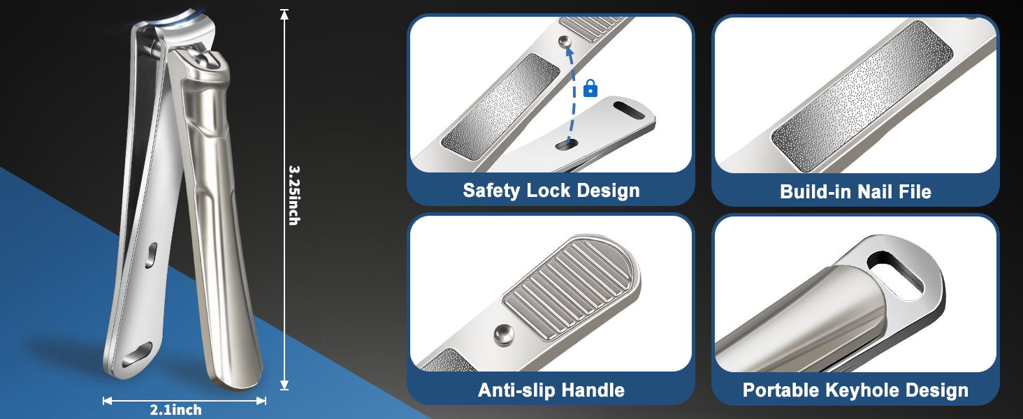 Toenail Clippers for Seniors Thick Toenails, 2026 Large Toe Nail Clippers for Men Thick Nails with Wide Opening, Sharp Heavy Duty Ingrown Toenail Clippers Nail Cutter Long Handle with Slanted Blade