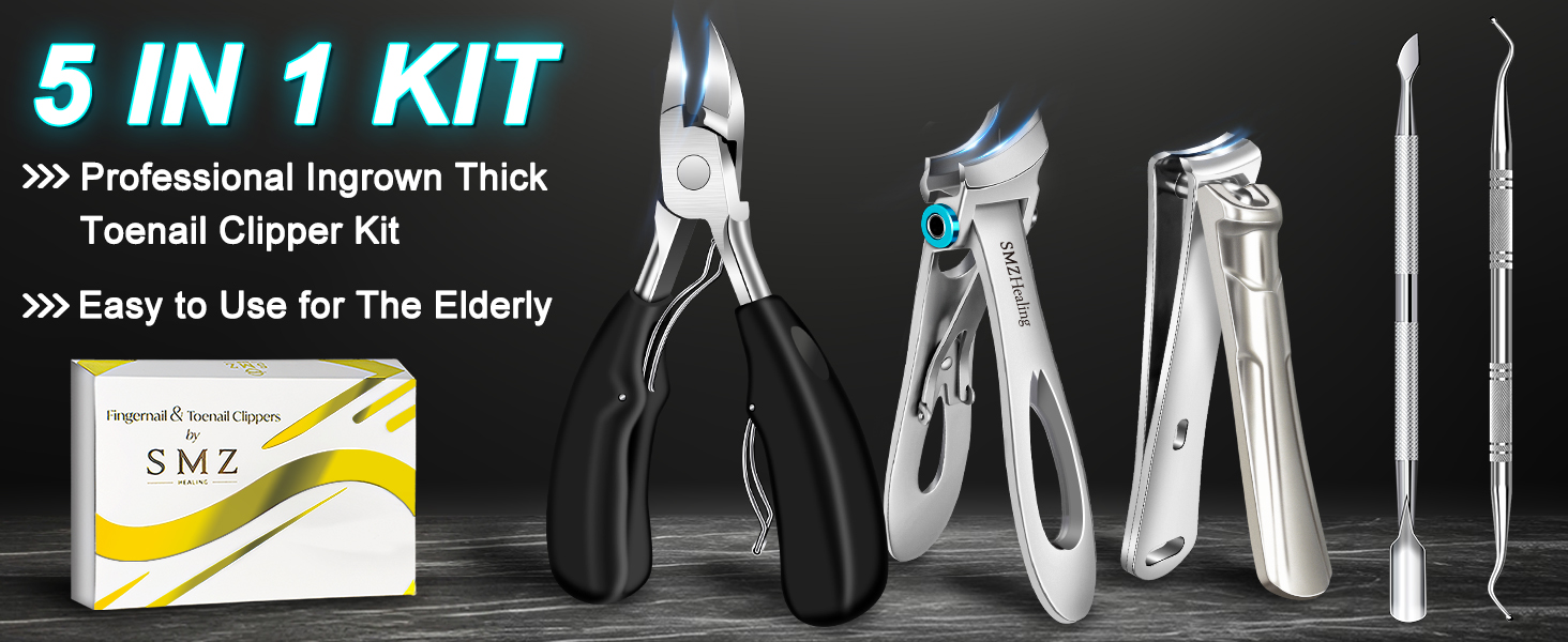 Toenail Clippers for Seniors Thick Toenails, 2026 Large Toe Nail Clippers for Men Thick Nails with Wide Opening, Sharp Heavy Duty Ingrown Toenail Clippers Nail Cutter Long Handle with Slanted Blade