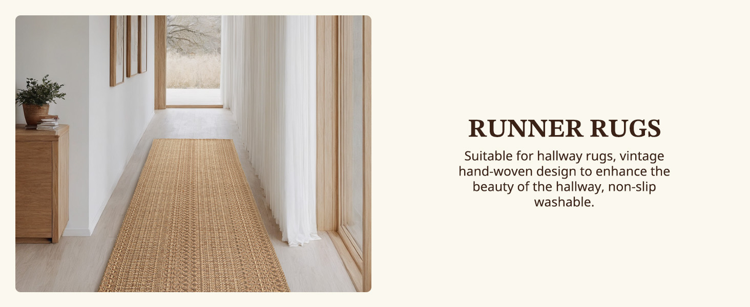 Cotton Blend Kitchen Rug Set 2 Piece, American Country Woven Runner Rug and Doormat, 20