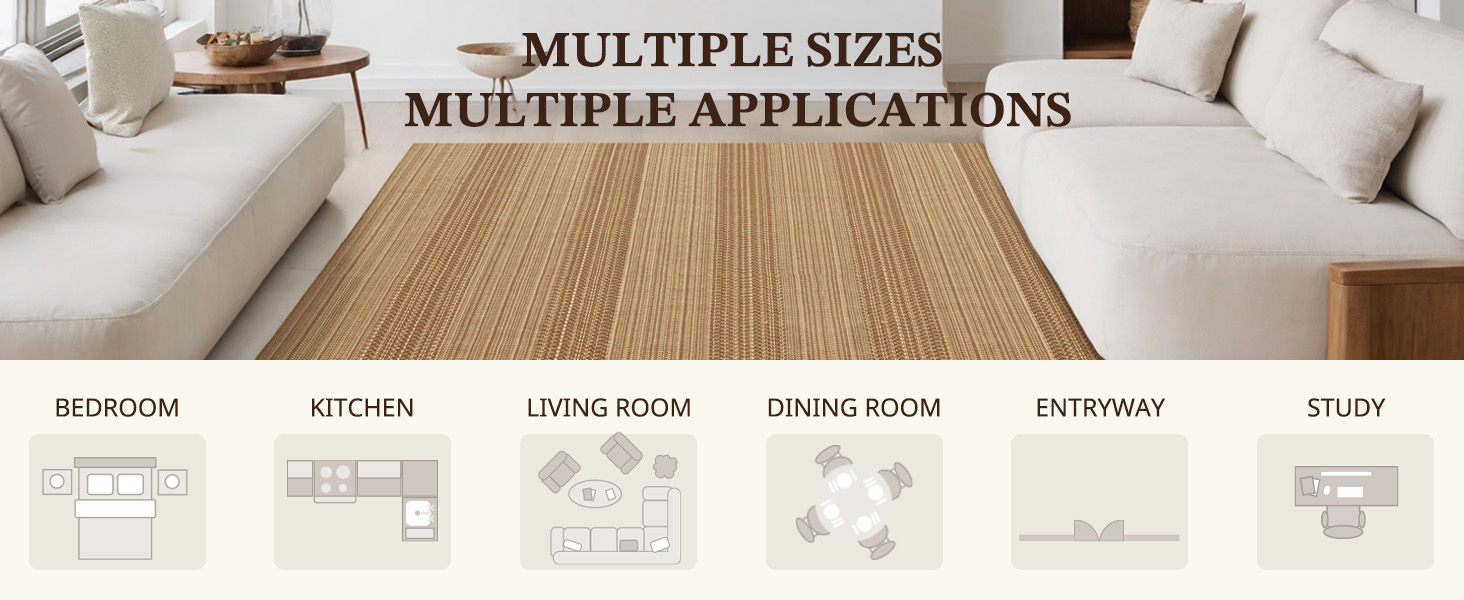 Cotton Blend Kitchen Rug Set 2 Piece, American Country Woven Runner Rug and Doormat, 20