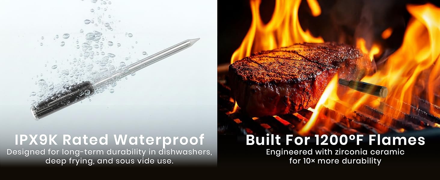 MeatStick V Wireless Meat Thermometer, 1200°F Heat Resistance, Unlimited Range WiFi & Bluetooth, Smart Digital Probe for Grilling, Smoking, Sous Vide, BBQ, Air Fryer, Oven, Smoker, Kitchen Cooking