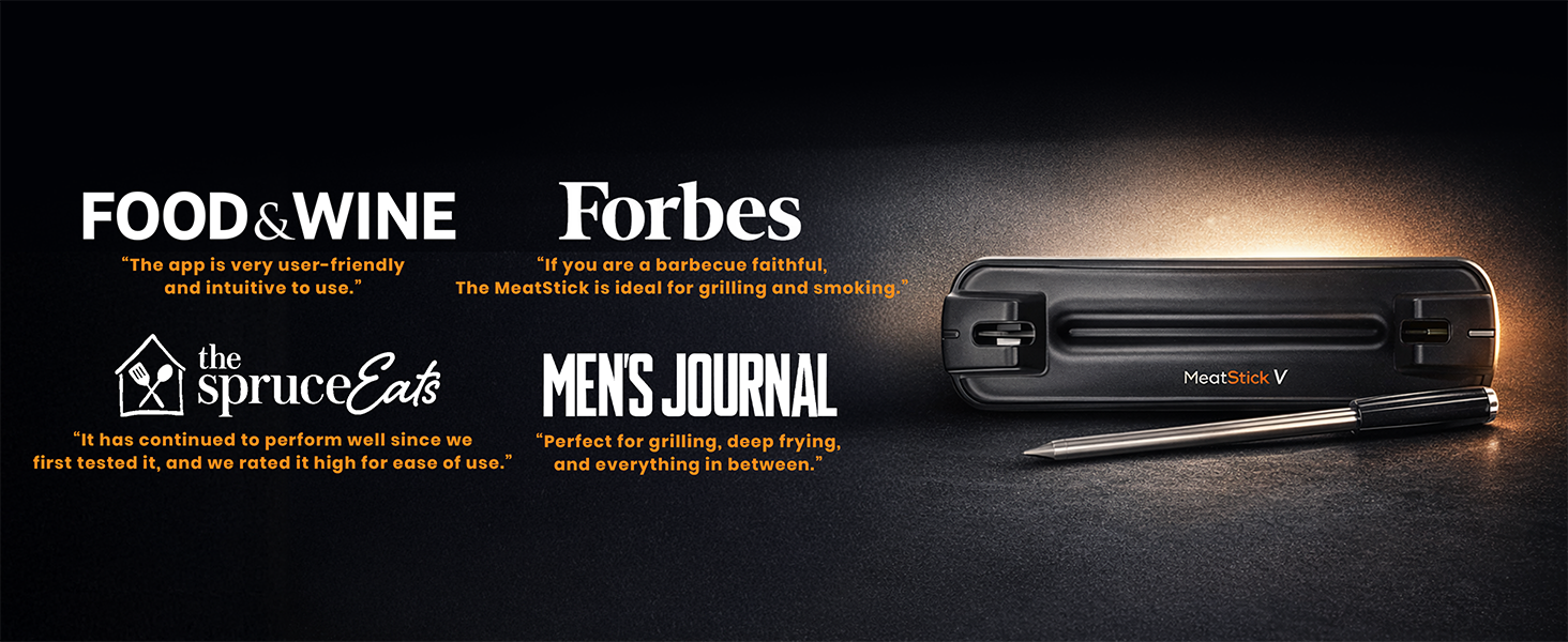 MeatStick V Wireless Meat Thermometer, 1200°F Heat Resistance, Unlimited Range WiFi & Bluetooth, Smart Digital Probe for Grilling, Smoking, Sous Vide, BBQ, Air Fryer, Oven, Smoker, Kitchen Cooking