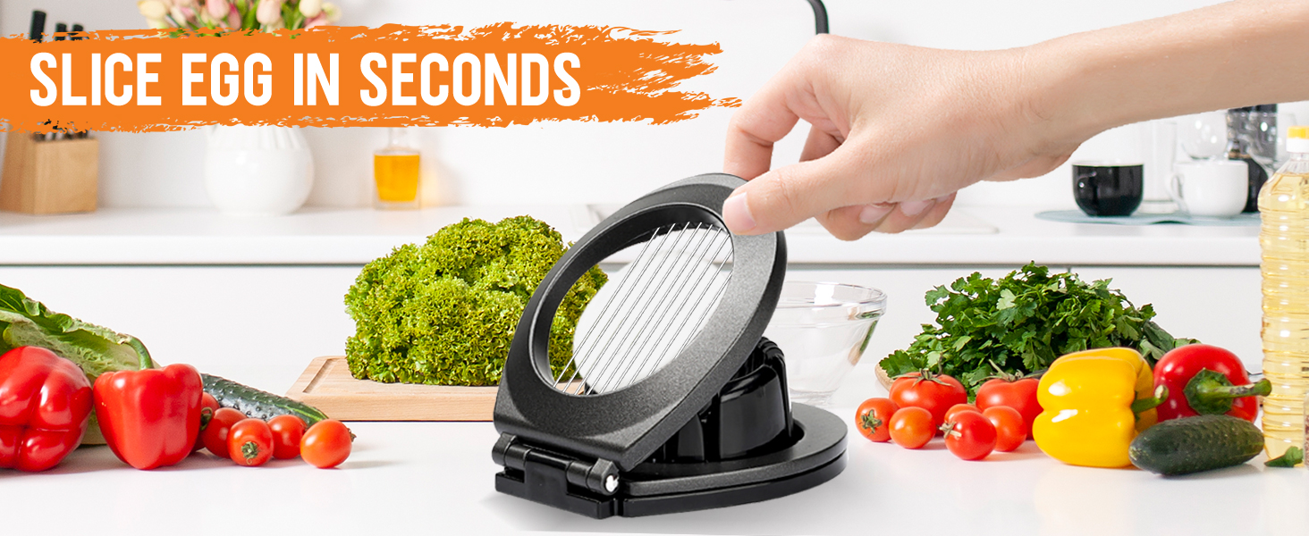 Egg Slicer, BIBURY Egg Slicer for Hard Boiled Eggs, Egg Cutter Heavy Duty Aluminium for Egg Strawberry Mushroom Soft Fruit, Stainless Steel Wire with 3 Slicing Styles - Grey