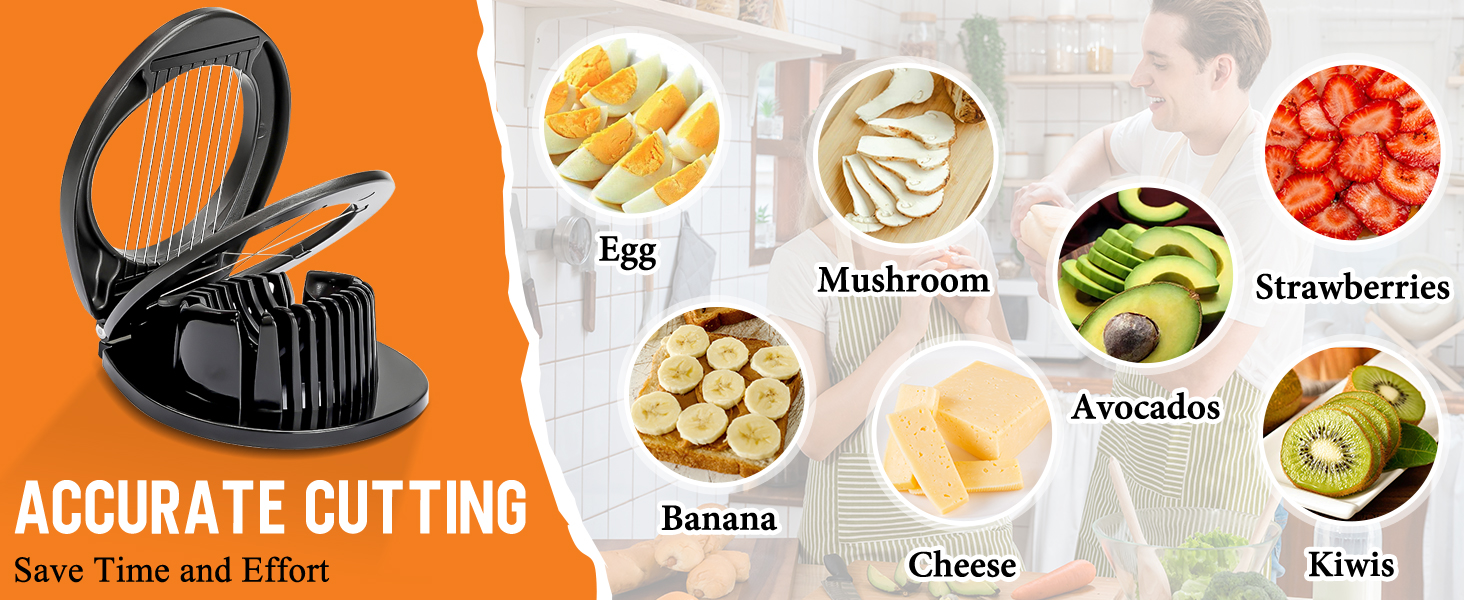 Egg Slicer, BIBURY Egg Slicer for Hard Boiled Eggs, Egg Cutter Heavy Duty Aluminium for Egg Strawberry Mushroom Soft Fruit, Stainless Steel Wire with 3 Slicing Styles - Grey