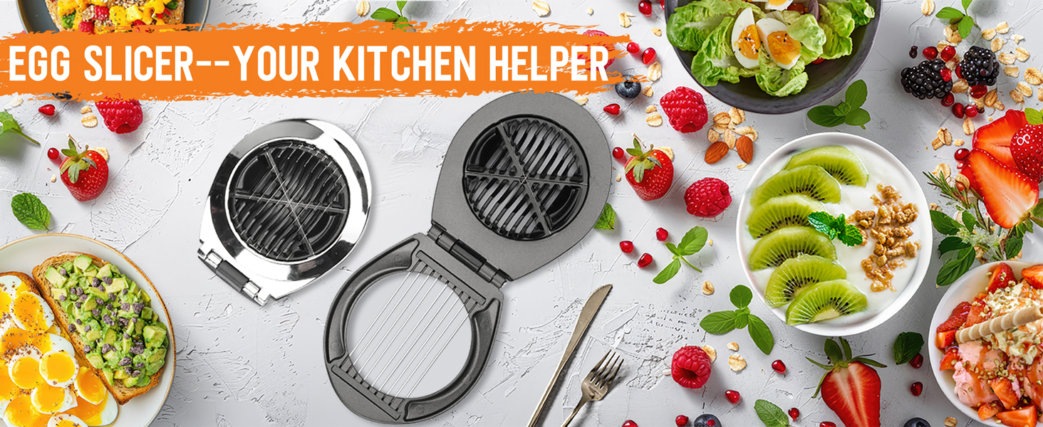 Egg Slicer, BIBURY Egg Slicer for Hard Boiled Eggs, Egg Cutter Heavy Duty Aluminium for Egg Strawberry Mushroom Soft Fruit, Stainless Steel Wire with 3 Slicing Styles - Grey