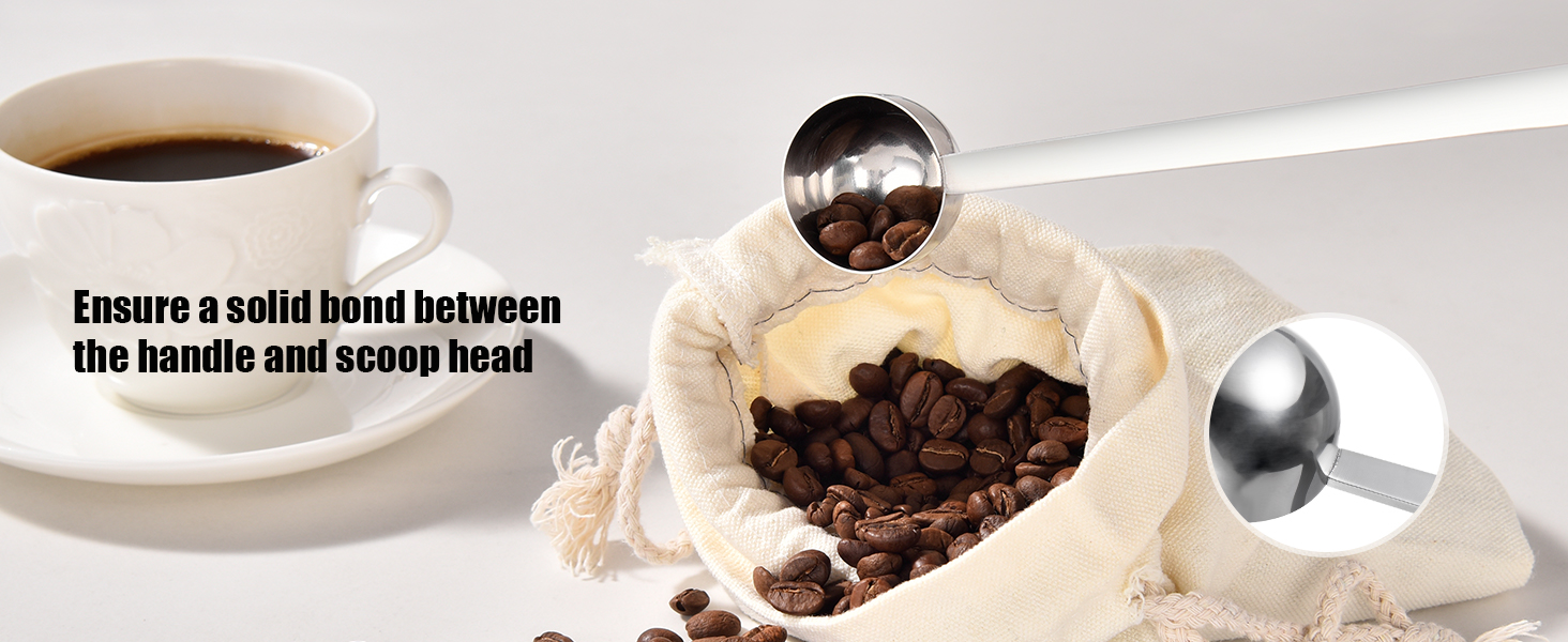 18/8 Stainless Steel Coffee Scoop, Doosu Food-Grade Metal Measuring Spoon with 6.9in Long Handle, Tablespoon Scooper for Coffee Beans, Ground Coffee, Espresso, Protein Powders, Tea, Sugar (1 Tbsp)