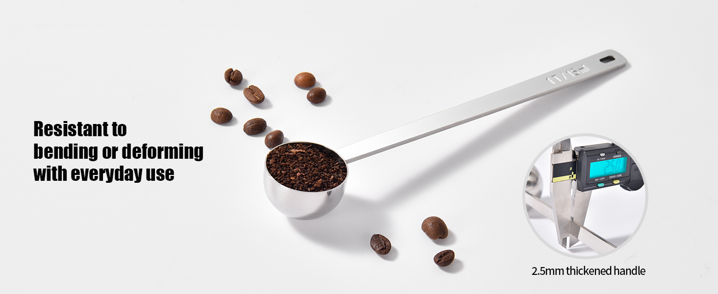 18/8 Stainless Steel Coffee Scoop, Doosu Food-Grade Metal Measuring Spoon with 6.9in Long Handle, Tablespoon Scooper for Coffee Beans, Ground Coffee, Espresso, Protein Powders, Tea, Sugar (1 Tbsp)