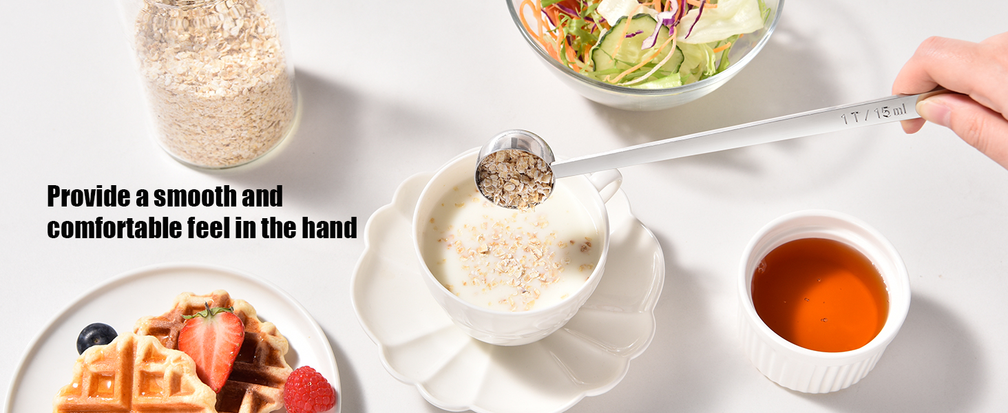 18/8 Stainless Steel Coffee Scoop, Doosu Food-Grade Metal Measuring Spoon with 6.9in Long Handle, Tablespoon Scooper for Coffee Beans, Ground Coffee, Espresso, Protein Powders, Tea, Sugar (1 Tbsp)