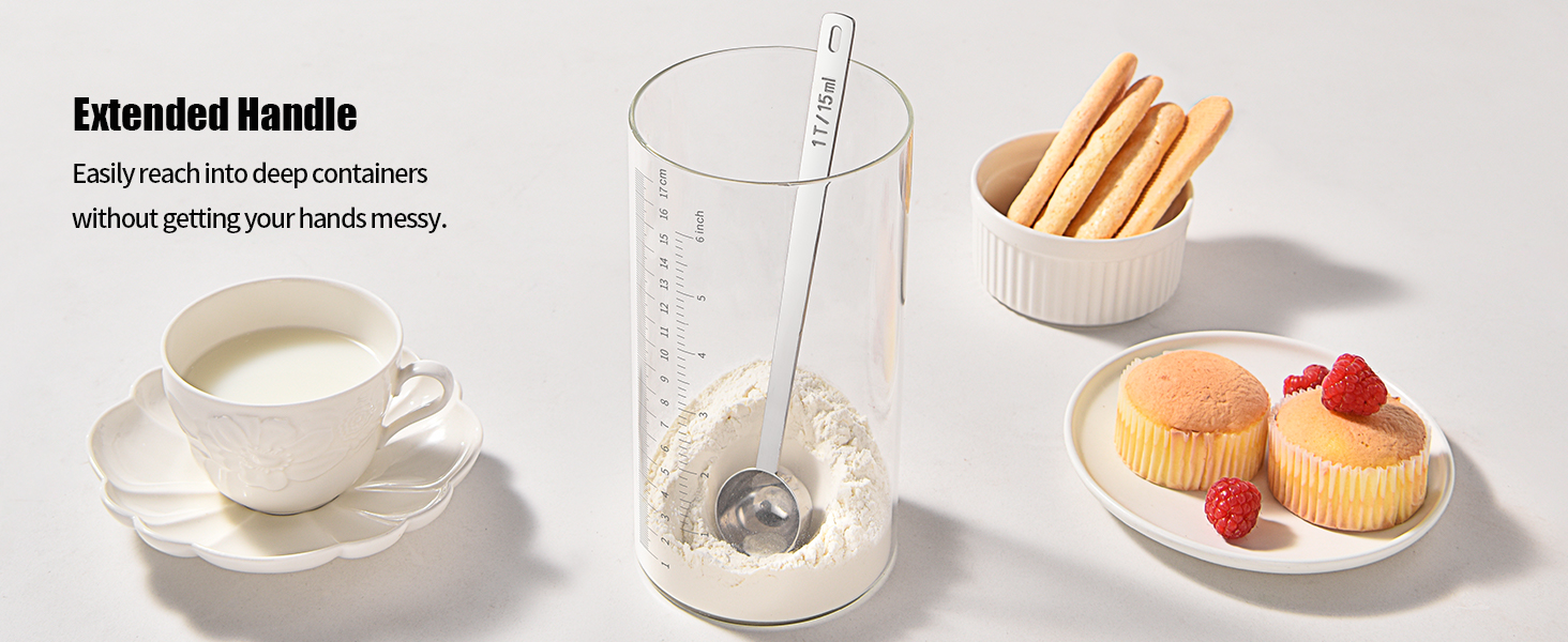 18/8 Stainless Steel Coffee Scoop, Doosu Food-Grade Metal Measuring Spoon with 6.9in Long Handle, Tablespoon Scooper for Coffee Beans, Ground Coffee, Espresso, Protein Powders, Tea, Sugar (1 Tbsp)