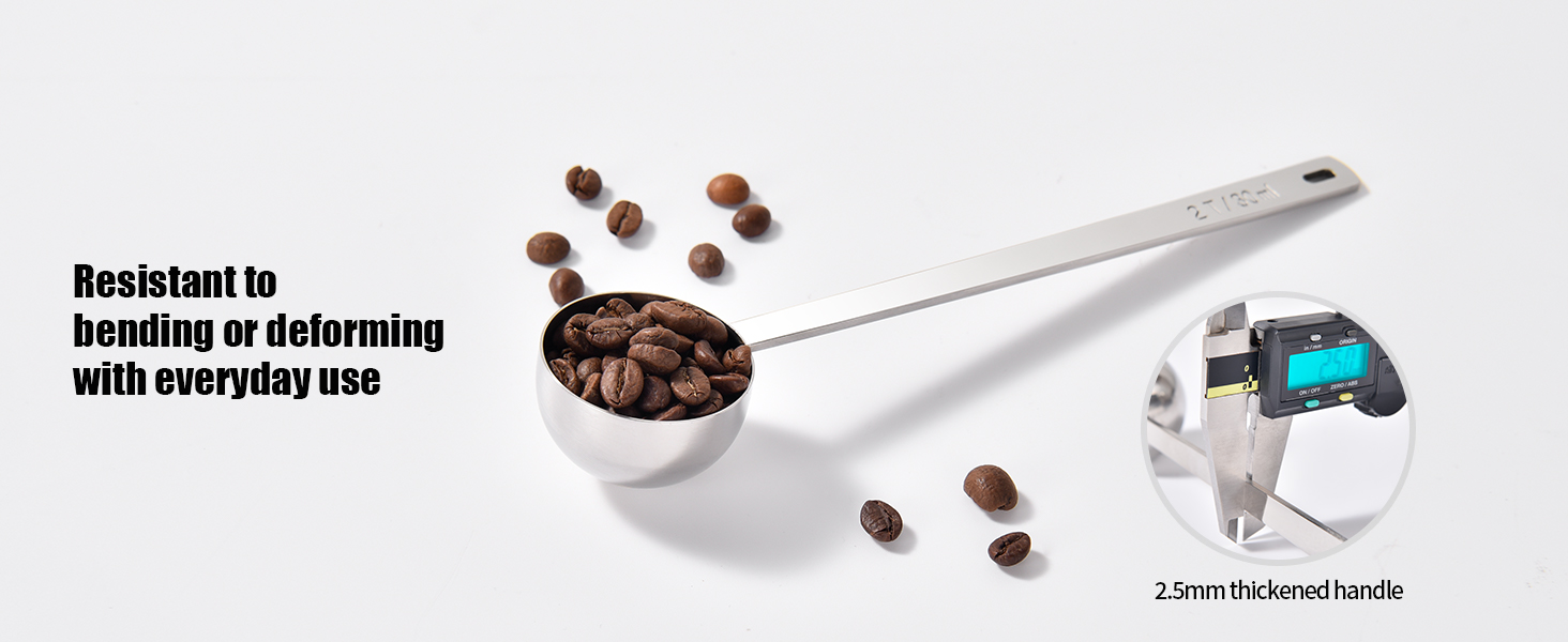 18/8 Stainless Steel Coffee Scoop, Doosu Food-Grade Metal Measuring Spoon with 6.9in Long Handle, Tablespoon Scooper for Coffee Beans, Ground Coffee, Espresso, Protein Powders, Tea, Sugar (2 Tbsp)
