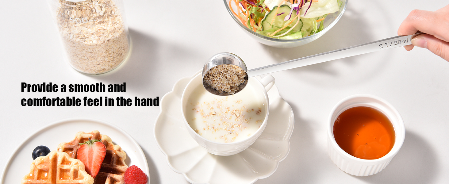 18/8 Stainless Steel Coffee Scoop, Doosu Food-Grade Metal Measuring Spoon with 6.9in Long Handle, Tablespoon Scooper for Coffee Beans, Ground Coffee, Espresso, Protein Powders, Tea, Sugar (2 Tbsp)