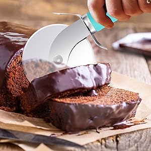 SCHVUBENR Premium Pizza Cutter Wheel - Ultra Sharp Stainless Steel Pizza Slicer with Non-Slip Soft Grip Handle - Multi-Purpose Cutter for Pizza, Dough & Pastry - Dishwasher Safe, Easy to Clean - Blue