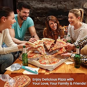 SCHVUBENR Premium Pizza Cutter Wheel - Ultra Sharp Stainless Steel Pizza Slicer with Non-Slip Soft Grip Handle - Multi-Purpose Cutter for Pizza, Dough & Pastry - Dishwasher Safe, Easy to Clean - Blue